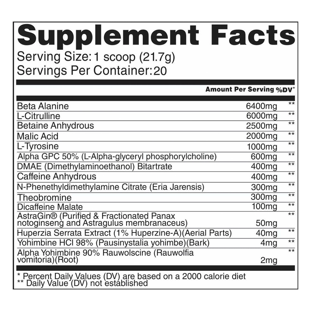 Live-Evolved-Phasic-Pre-Workout-Supp Facts