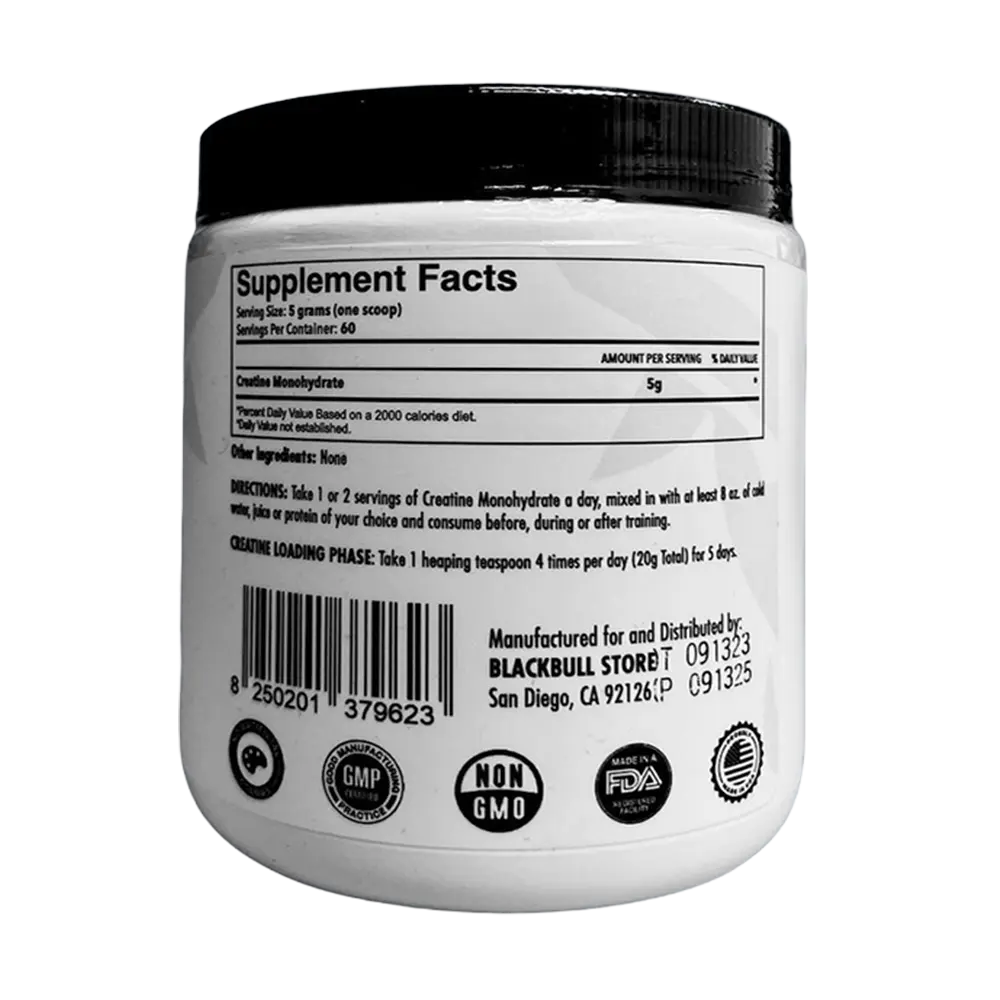 BlackBull Creatine Monohydrate 300g-Back Supp Facts